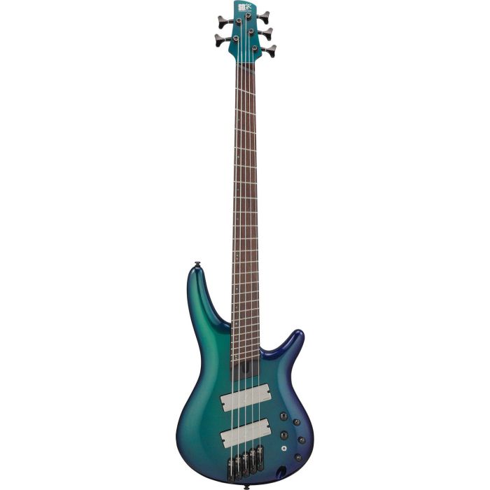 Ibanez Srms725 bcm Blue Chameleon 5 String Bass Guitar, front view