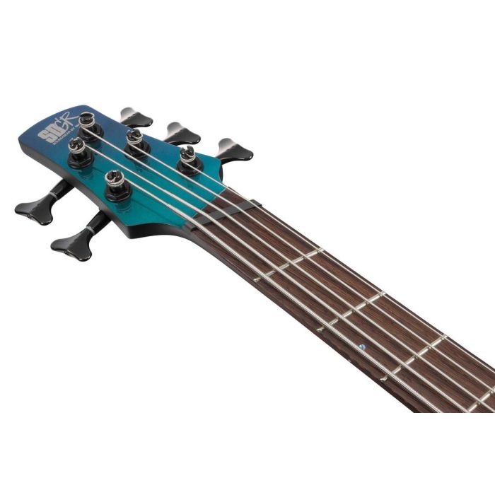 Ibanez Srms725 bcm Blue Chameleon 5 String Bass Guitar, headstock front