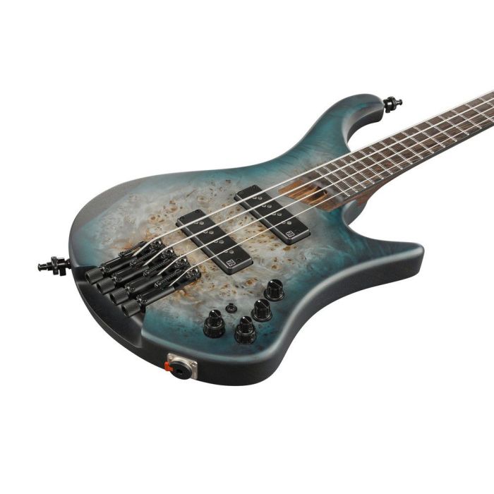 Ibanez Ehb1500 ctf Cosmic Blue Starburst Flat Bass Guitar, body closeup front