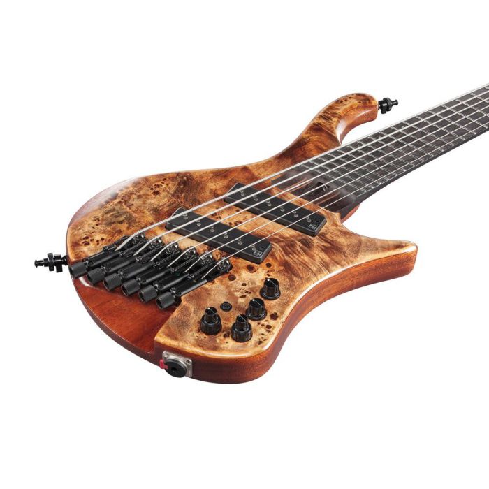 Ibanez Ehb1506ms abl Antique Brown Stained Low Gloss 6 String Bass Guitar, body closeup front