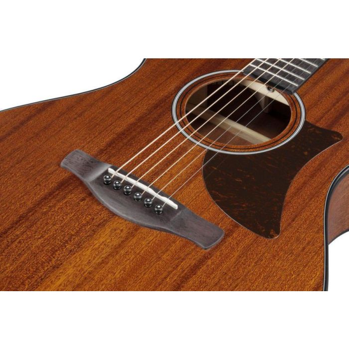 Ibanez Aam54 opn Open Pore Natural Acoustic Guitar, body closeup