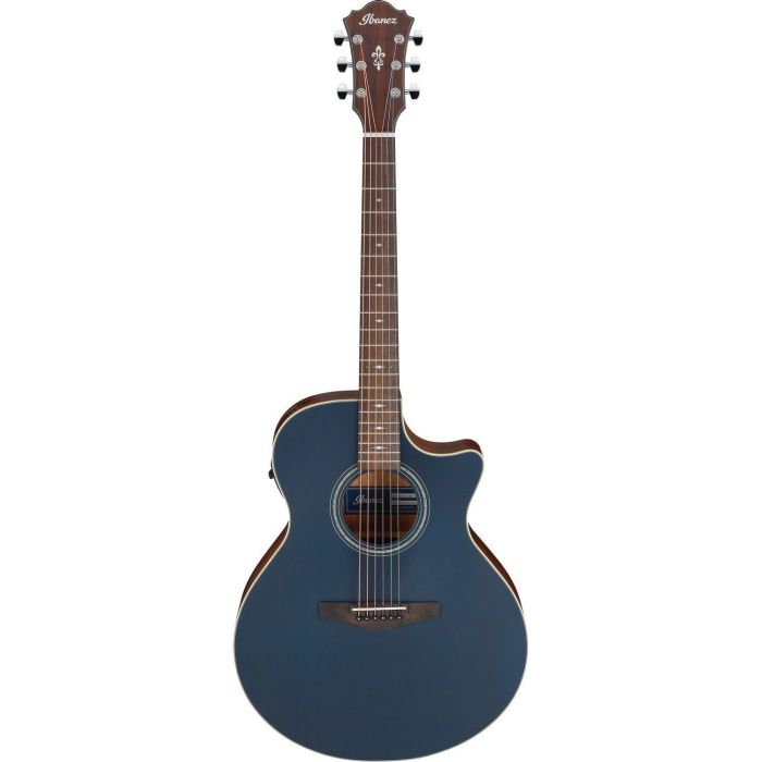 Ibanez Ae100 dbf Dark Tide Blue Flat Electro acoustic Guitar, front view