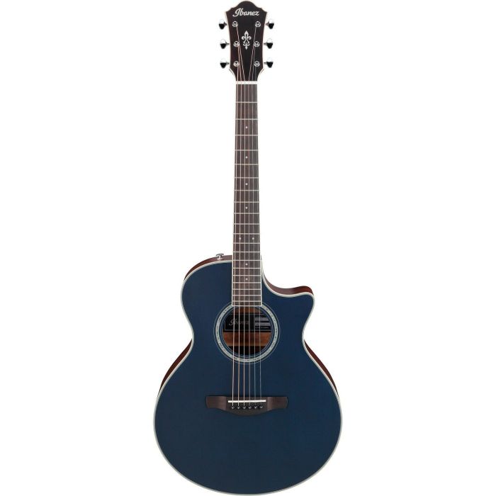 Ibanez Ae200jr dbf Dark Tide Blue Flat Electro acoustic Guitar W Bag, front view