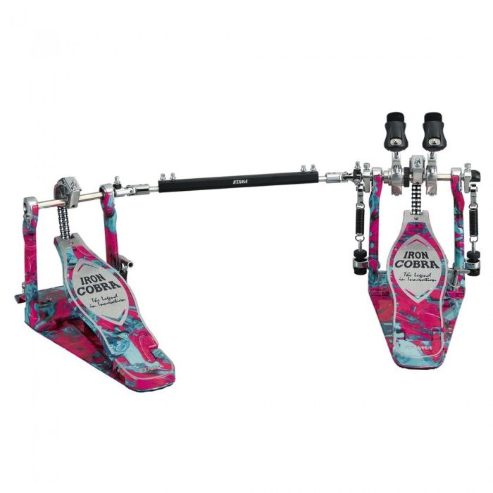 Tama Iron Cobra 900 Marble Coral Swirl Power Glide Twin Pedal w/Carrying Case