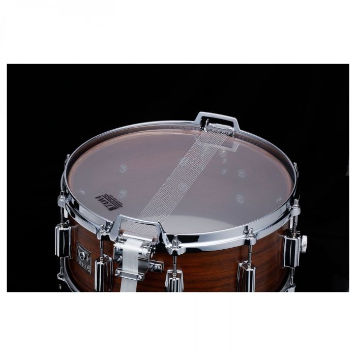 Tama Mastercraft Rosewood 14x6.5 Snare Drum featuring 7.5mm, 15ply All Rosewood Shell snare side