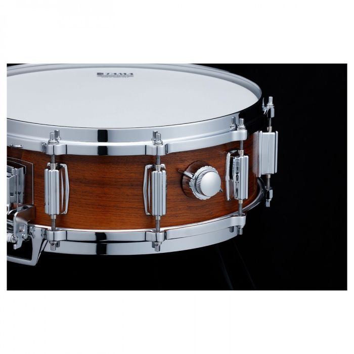 Tama Mastercraft Rosewood 14x5 Snare Drum featuring 7.5mm, 15ply All Rosewood Shell one touch