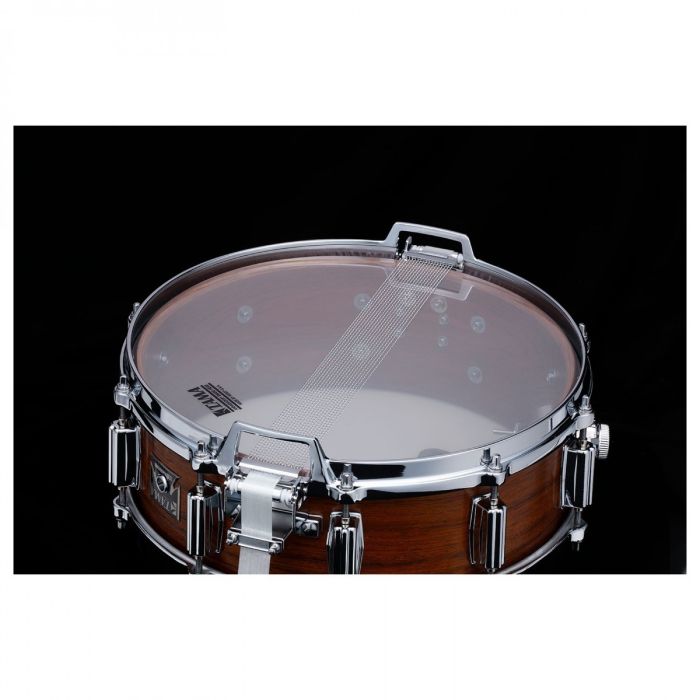 Tama Mastercraft Rosewood 14x5 Snare Drum featuring 7.5mm, 15ply All Rosewood Shell snare side
