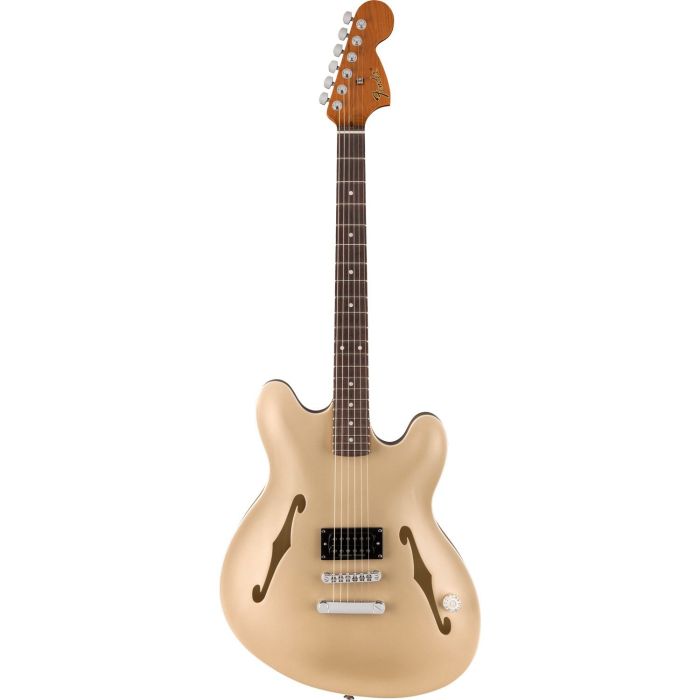 Fender Tom DeLonge Starcaster RW Chrome HW Satin Shoreline Gold, front view