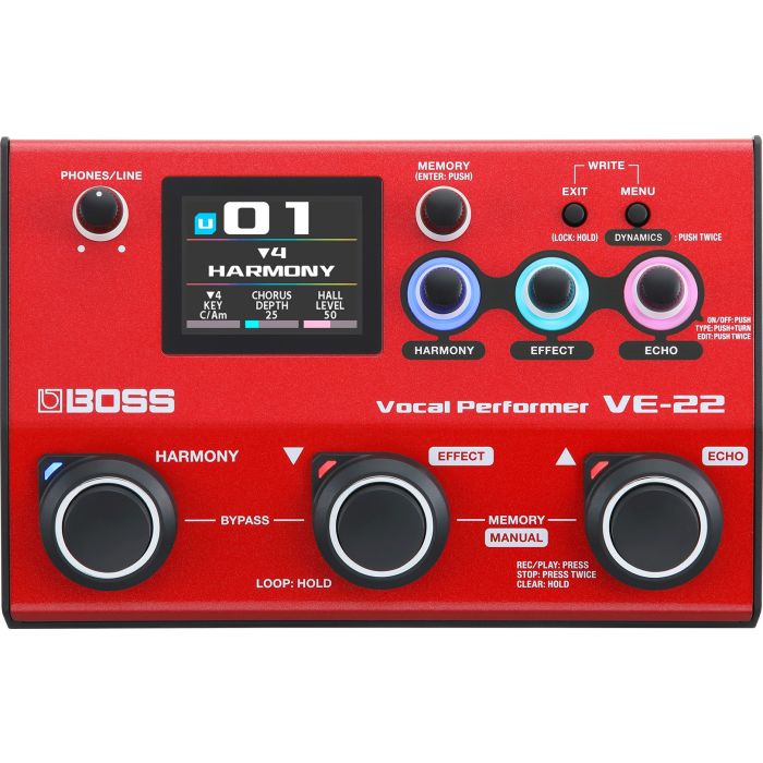 Boss VE-22 Vocal Performer Pedal Front