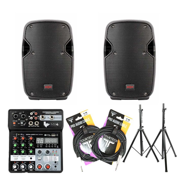 HH Electronics HPX108 Speakers w Trumix MX4 and Stands Overview