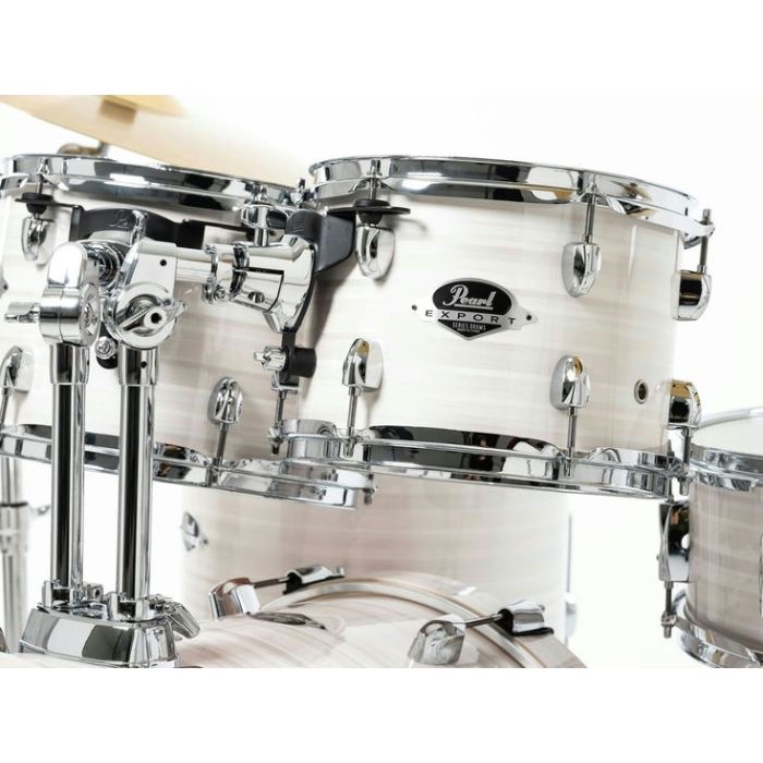 Pearl Export 5 Piece Drum Kit inc HWP-834 and SBR Cymbals 20-10-12-14-14(S) Slipstream White tom close up