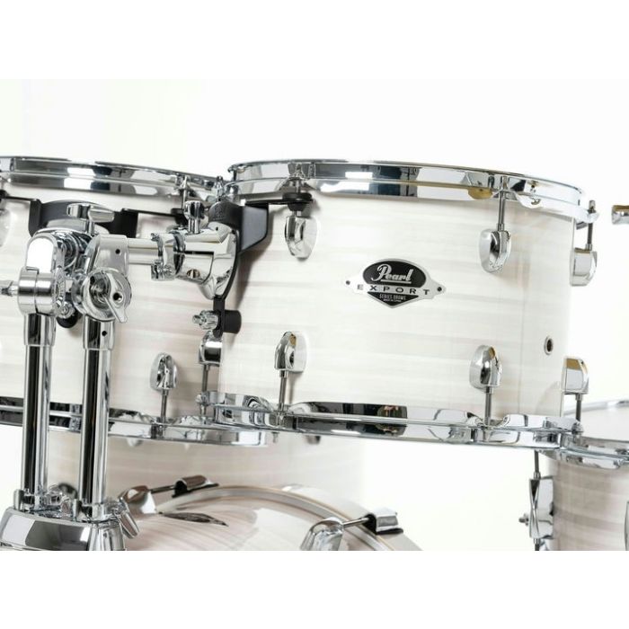 Pearl Export 5 Piece Drum Kit inc HWP-834 and SBR Cymbals 22-12-13-16-14(S) Slipstream White tom close up