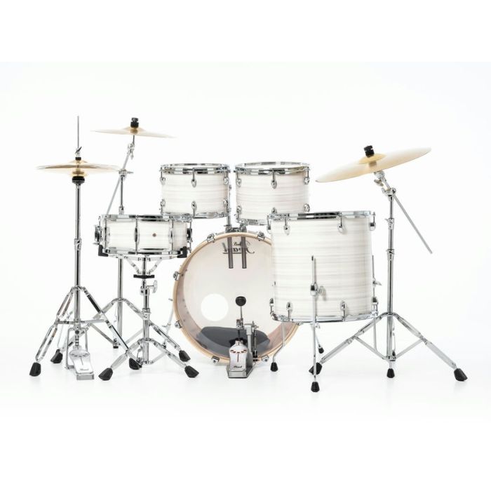 Pearl Export 5 Piece Drum Kit 22" Fusion inc HWP-834 and SBR Cymbals Slipstream White back