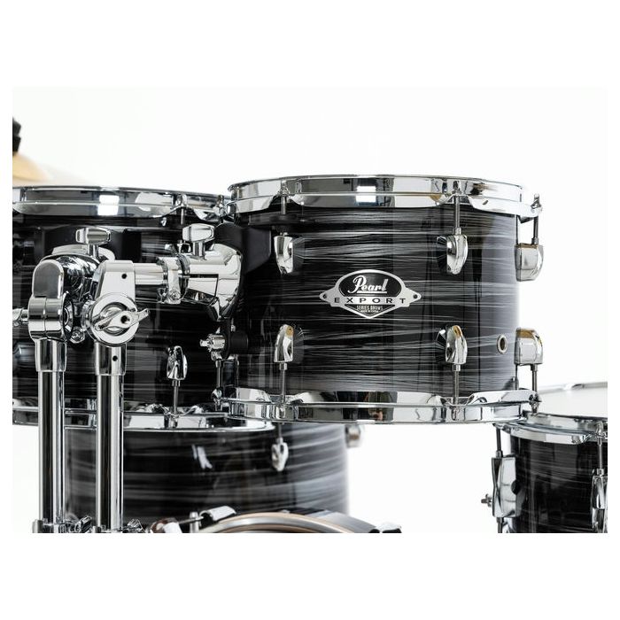 Pearl Export 5 Piece Drum Kit 20" inc HWP-834 and SBR Cymbals Graphite Silver Twist tom close up