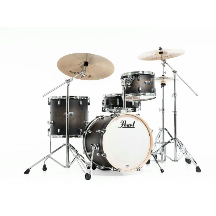 Pearl Decade Maple 4 Piece Drum Kit 18" inc HWP-834 Satin Black Burst front side