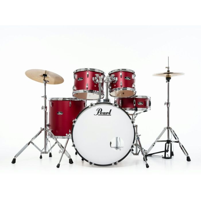Pearl Roadshow 5 Piece Drum Kit 20" inc HW and Sabian 2 Piece Solar Cymbals Matte Red front
