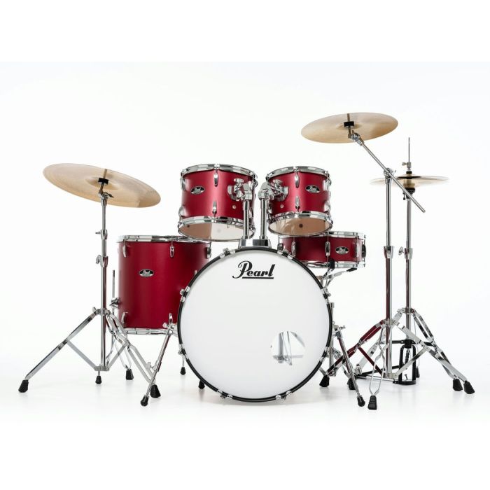 Pearl Roadshow 5pc Drum Kit 20" inc HW and Sabian 3 pc Solar Cymbals Matte Red front