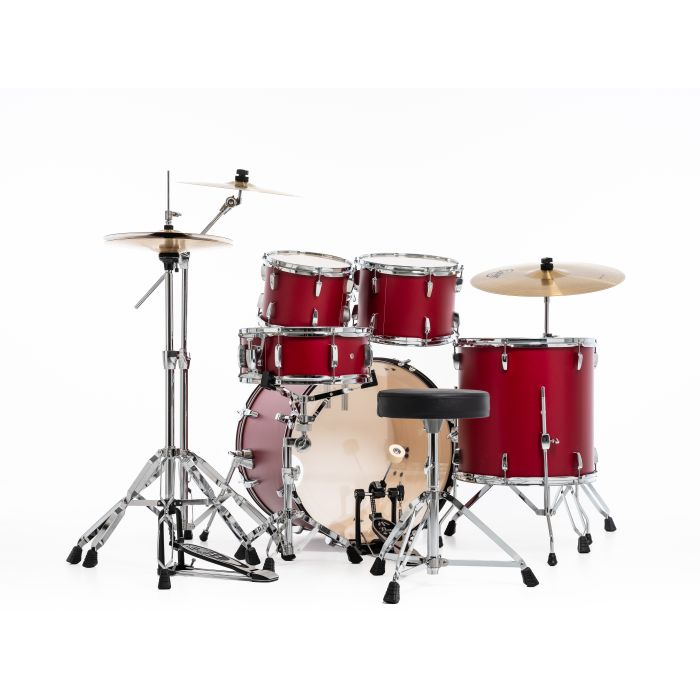 Pearl Roadshow 5pc Drum Kit 20" inc HW and Sabian 3 pc Solar Cymbals Matte Red back