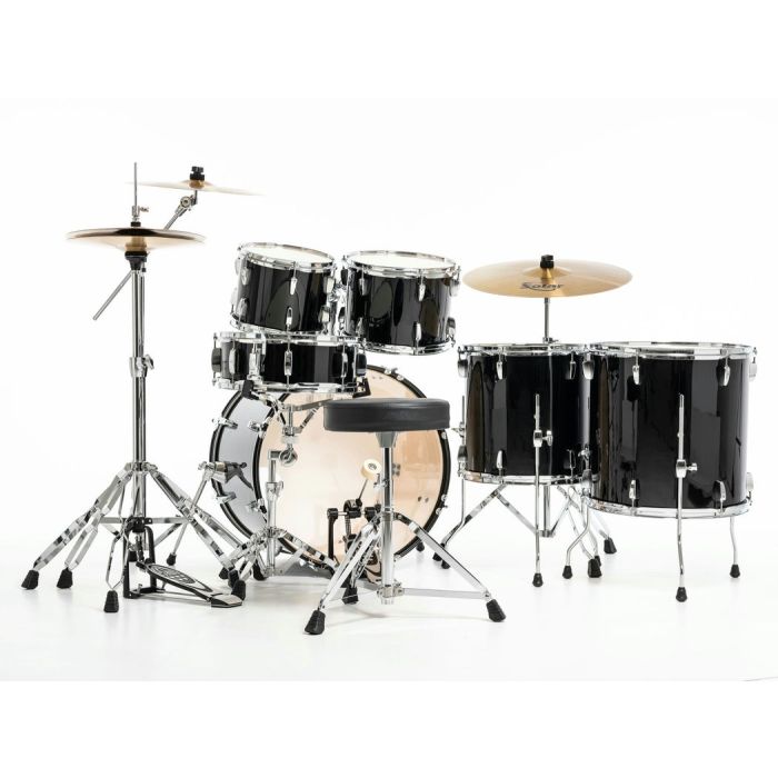 Pearl Roadshow 6 Piece 22" Drum Kit inc HW and Sabian 3 Piece Solar Cymbals Jet Black back
