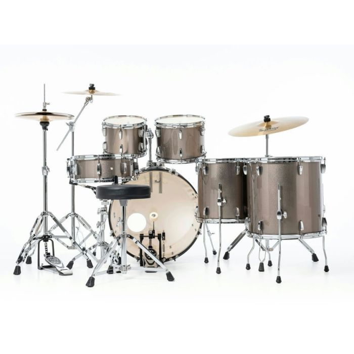Pearl Roadshow 6pc 22" Drum Kit inc HW and Sabian 3 Piece Solar Cymbals Bronze Metallic back