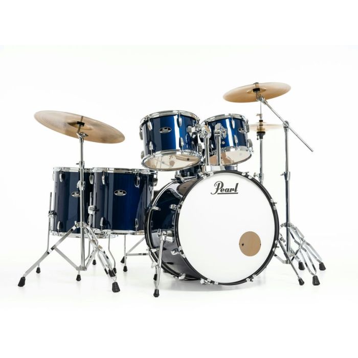 Pearl Roadshow 6pc 22" Drum Kit inc HW and Sabian 3 Piece Solar Cymbals Royal Blue Metallic front side