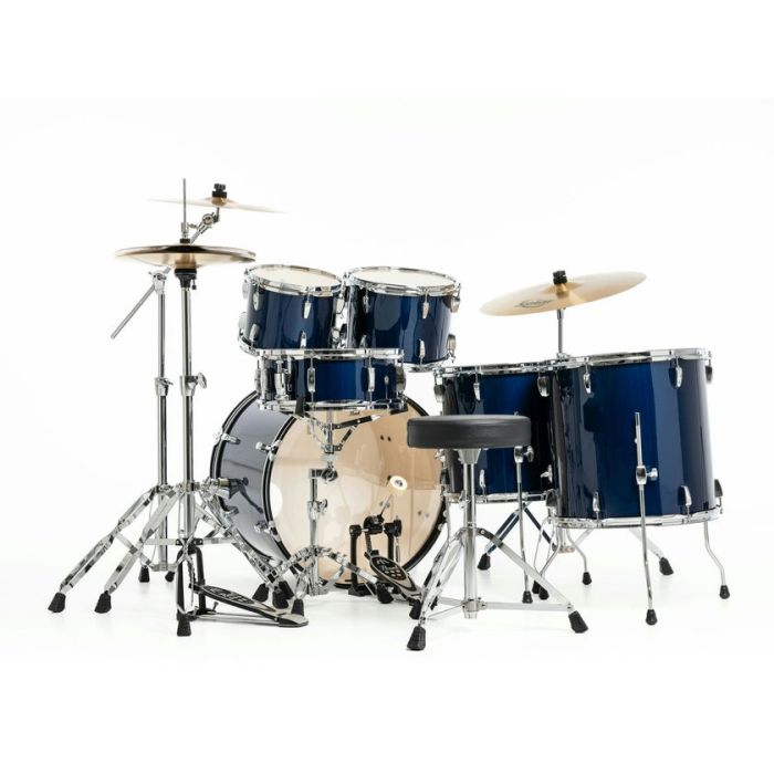 Pearl Roadshow 6pc 22" Drum Kit inc HW and Sabian 3 Piece Solar Cymbals Royal Blue Metallic back side