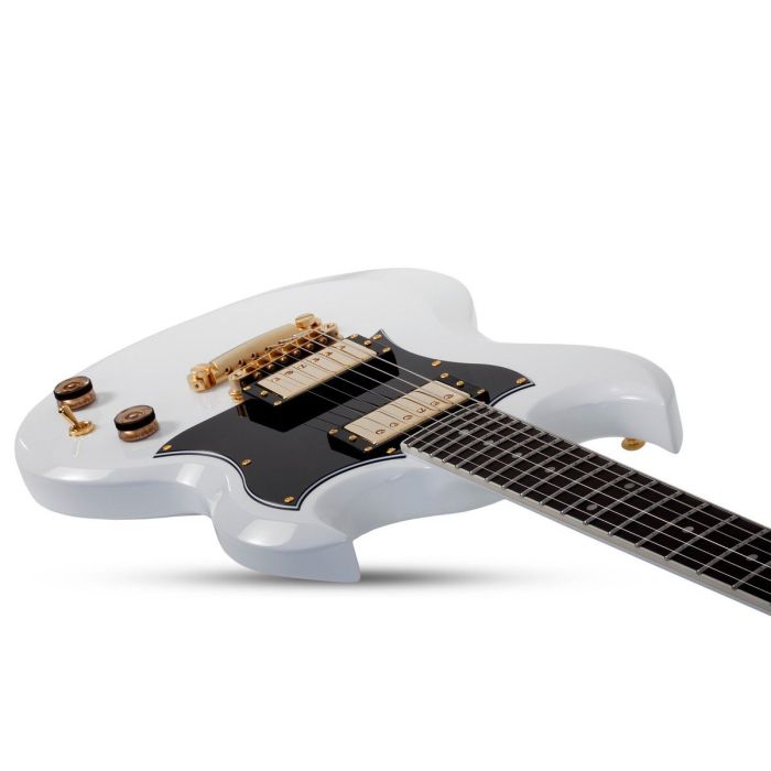 Schecter Zacky Vengeance ZV-H6LLYW66D Guitar, White angled view