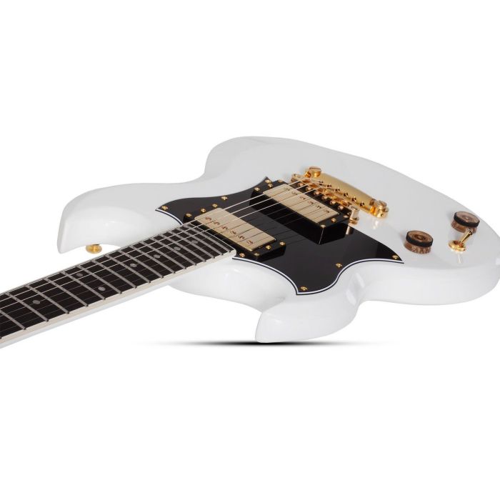 Schecter Zacky Vengeance ZV-H6LLYW66D Left-Handed, White angled view
