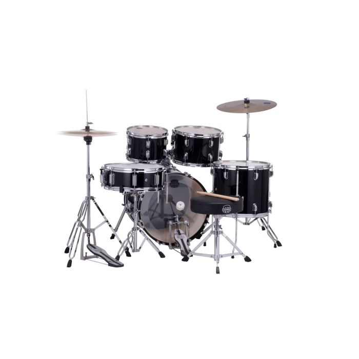 Mapex Comet Series Dark Black Kit 18 BD, 10 RT, 12RT, 14 FT, 14 SN - Inc Hardware, Drum Throne and Cymbals back