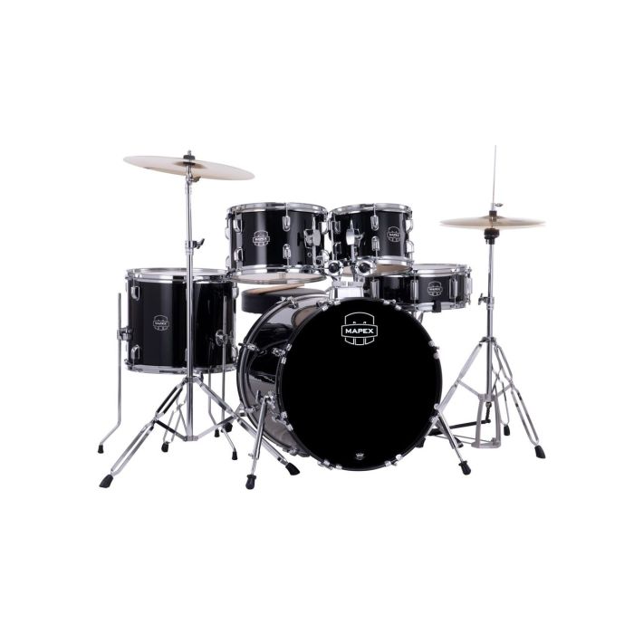 Mapex Comet Series Dark Black Kit 20 BD Inc Hardware, Drum Throne and Cymbals front