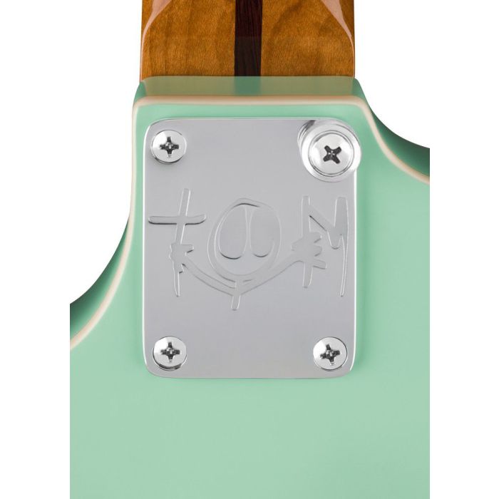 Fender Tom Delonge Starcaster Rw Chrome Hardware Satin Surf Green, neck plate