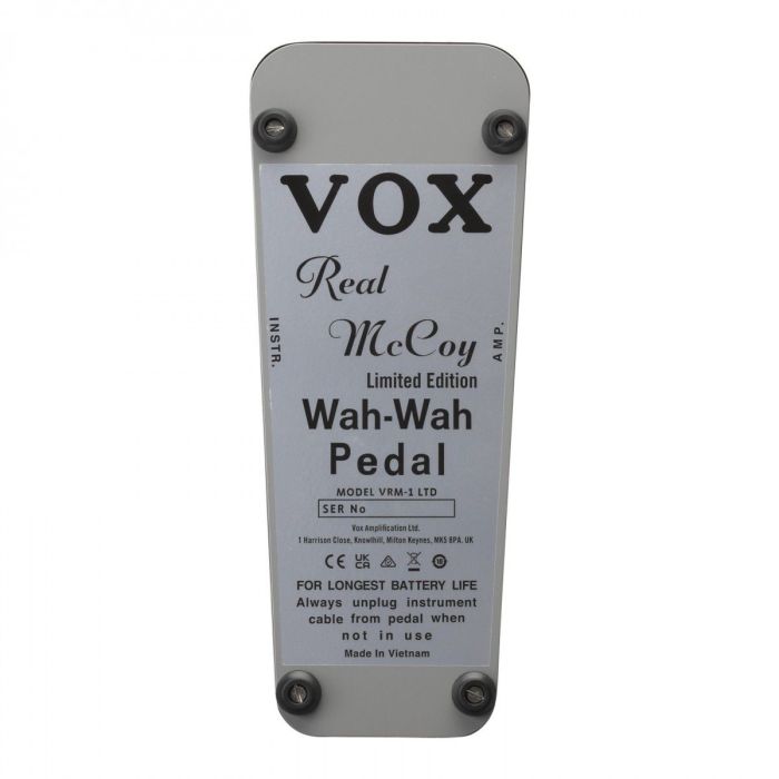 VOX Ltd Edition VMR-1 Real McCoy Wah Pedal, All Silver bottom panel