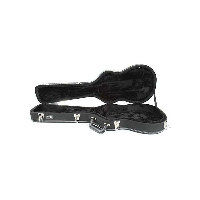 Stagg GCX-W BK Acoustic Guitar Hard Case, Black Tweed Open