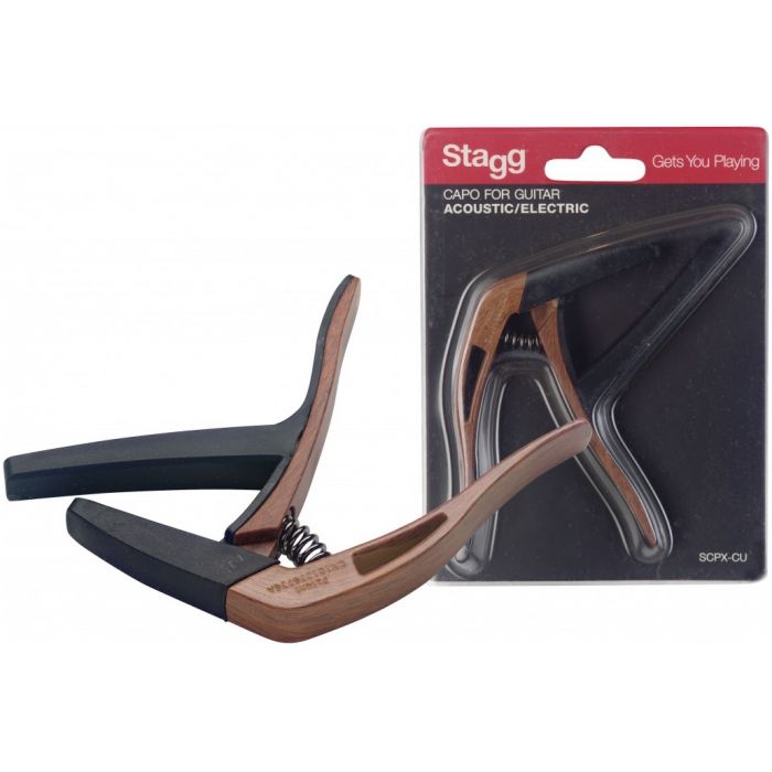 SCPX-CU Curved Trigger Capo for Acoustic and Electric Guitar - Dark Wood