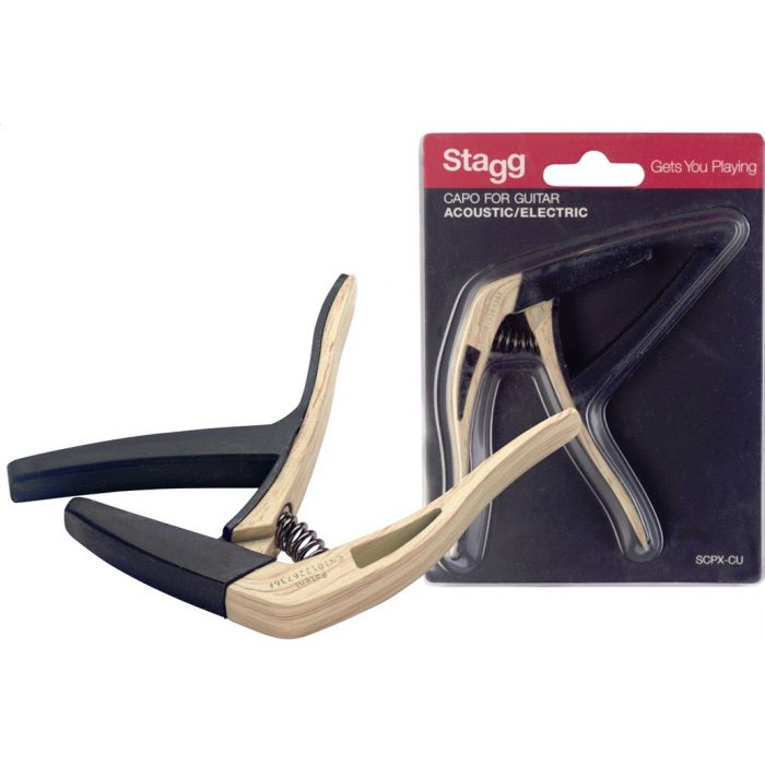 SCPX-CU Curved Trigger Capo for Acoustic and Electric Guitar - Clear Wood