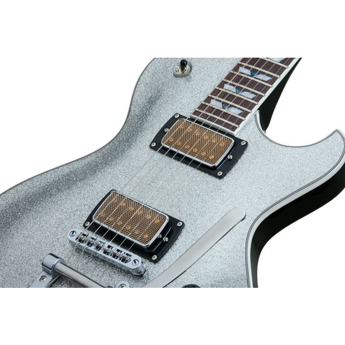 Schecter Solo-6B in Silver Sparkle Pickups