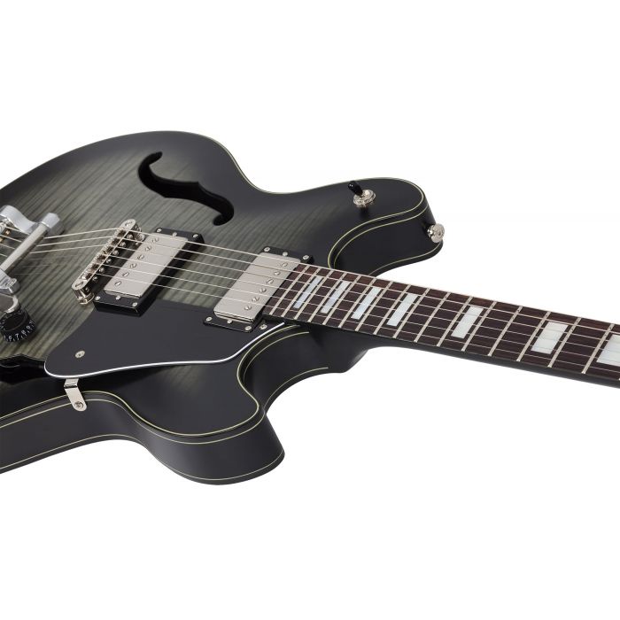 Schecter Corsair Custom with Bigsby in Charcoal Burst Pearl Neck Joint