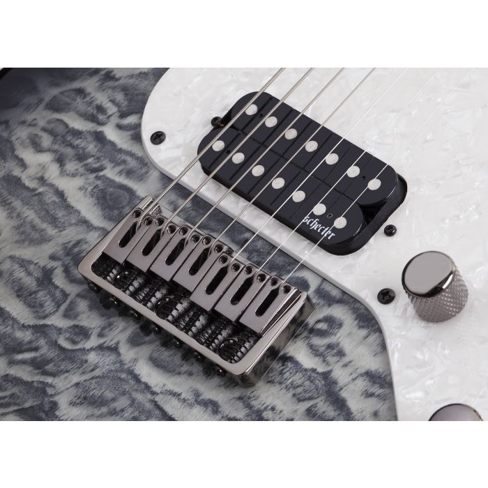 Schecter Banshee-7 Extreme 7-String Guitar in Charcoal Burst Bridge