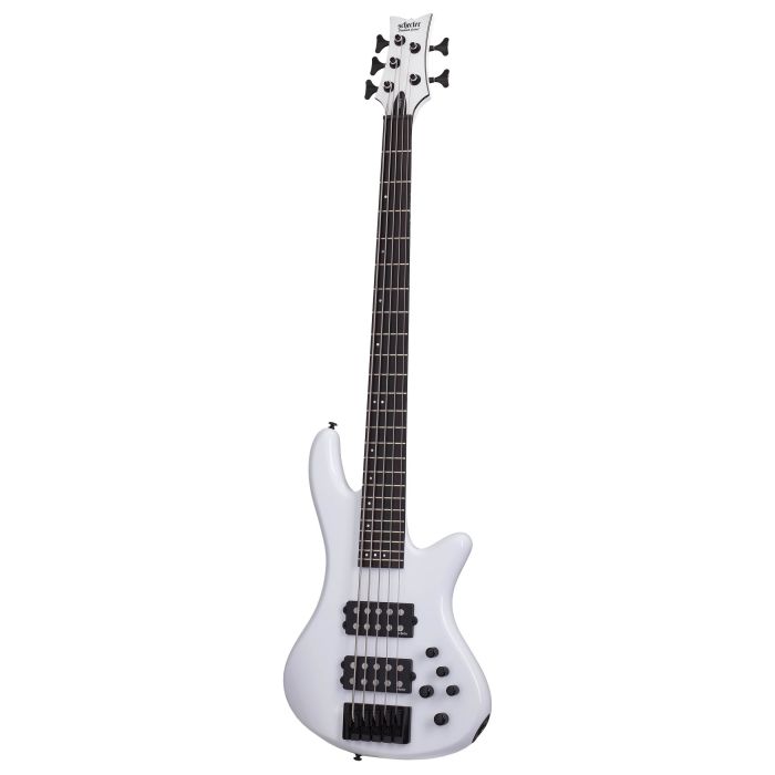 Schecter Stiletto Stage-5, 5 String Bass in Gloss White Tilted