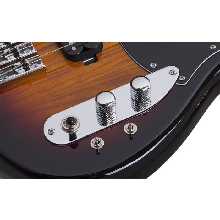 Schecter CV-4 Bass Guitar in 3-Tone Sunburst Controls