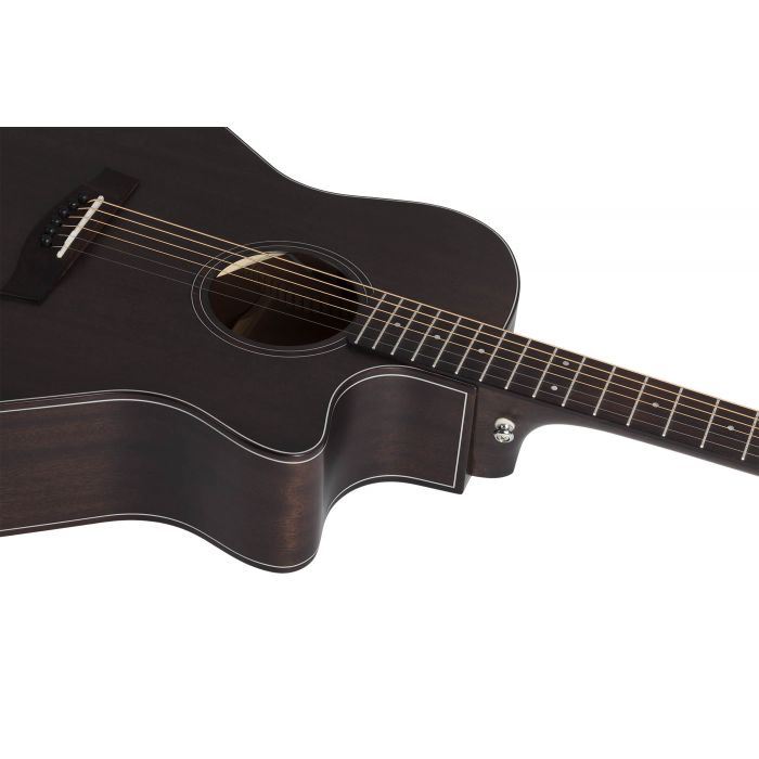 Schecter Orleans Studio Acoustic in Satin See Thru Black Neck Joint