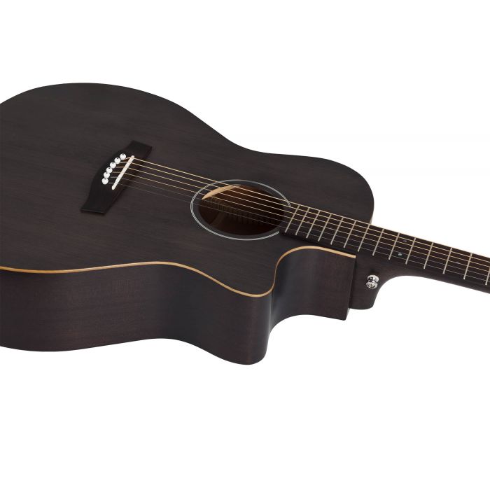 Schecter Deluxe Acoustic in Satin See Thru Black Neck Joint