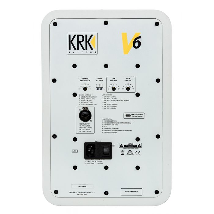 KRK Series 4 V6 Active Studio Monitor White Noise Rear