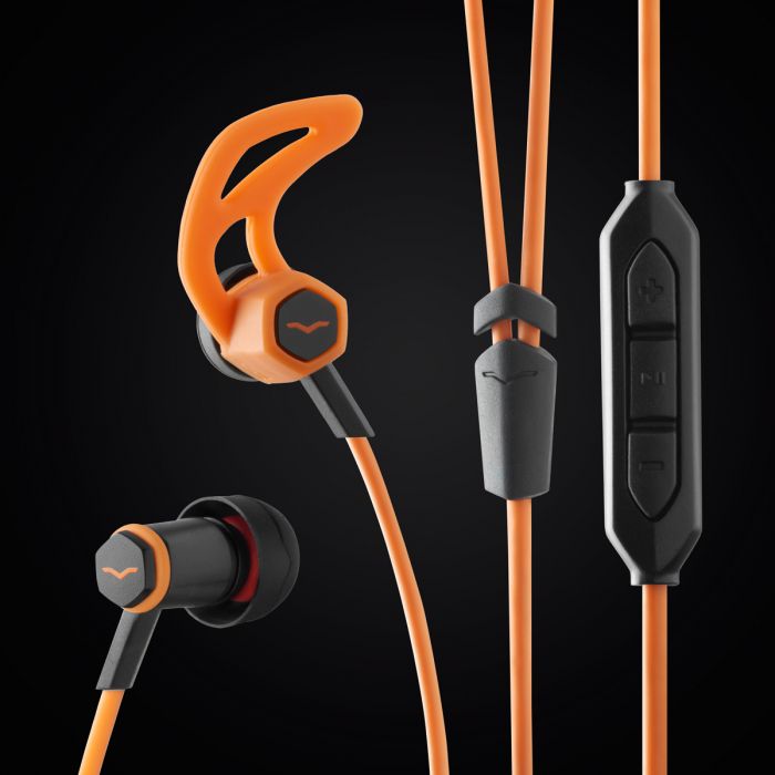 V-MODA Forza In-Ear Sports Headphones - Orange 3-Button Control