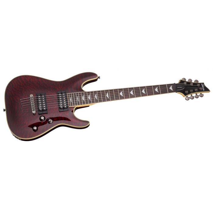 Schecter Omen Extreme-7 in Black Cherry Player Angle