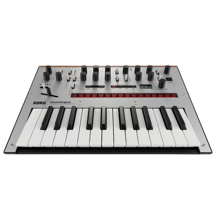 Korg Monologue Analogue Synthesizer in Silver Desk Angle