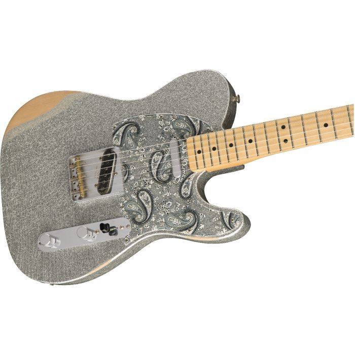 Fender Brad Paisley Telecaster MN Road Worn Silver Sparkle Angle