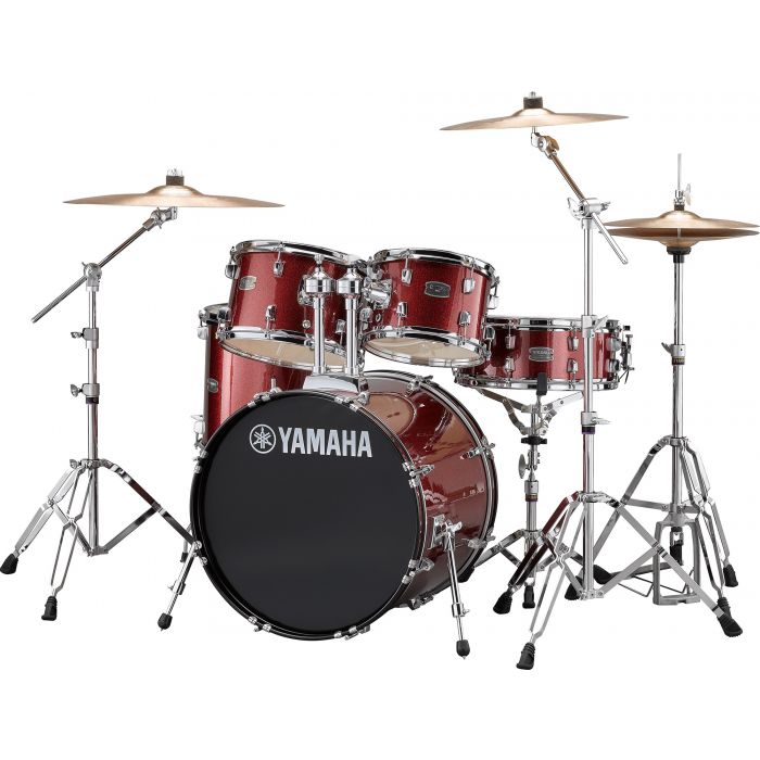 Yamaha Rydeen 20" Drum Kit with Hardware and Cymbals in Burgundy Sparkle Angle