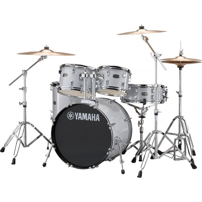 Yamaha Rydeen 20" Drum Kit with Hardware and Cymbals in Silver Sparkle Angle