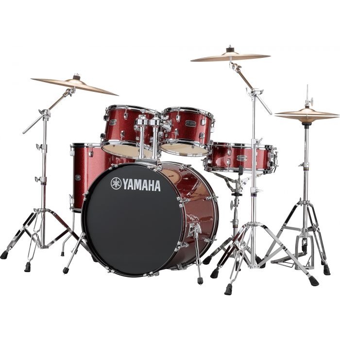 Yamaha Rydeen 22" Drum Kit with Hardware and Cymbals in Burgundy Sparkle Angle